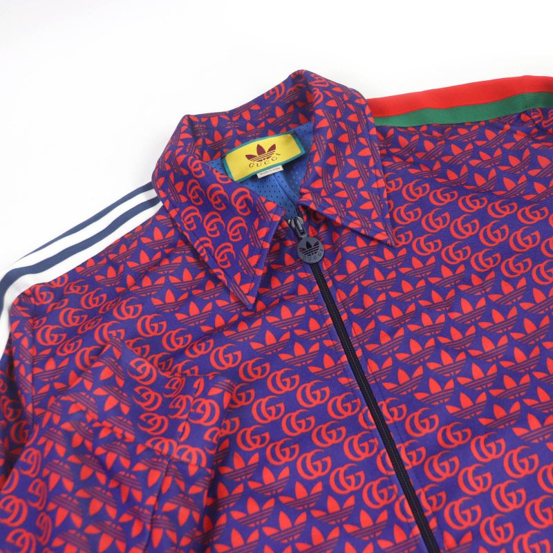 Gucci Adidas 692112 Double G Trefoil Sideline Jersey Track Jacket Blue Red L