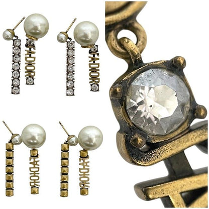 Jadior Earrings Gold Excellent Condition GP Faux Pearl Rhinestone