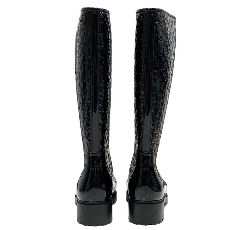 Louis Vuitton Drops Line Boots Long Boots Rain Boots Shoes Monogram Rubber Black