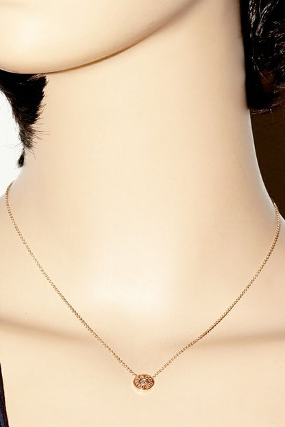 Tiffany & Co Pendant Necklace 18K Pink Gold Diamond 1P 1837 Round Circle