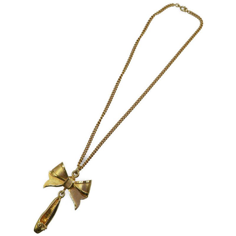 Celine Ribbon Pumps Metal Gold Necklace 0049 Celine