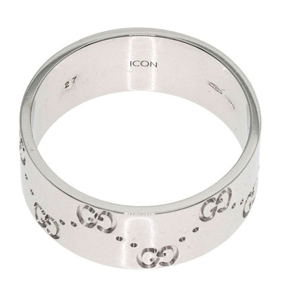 Gucci GG Icon Wide #27 Ring 18K White Gold Men's