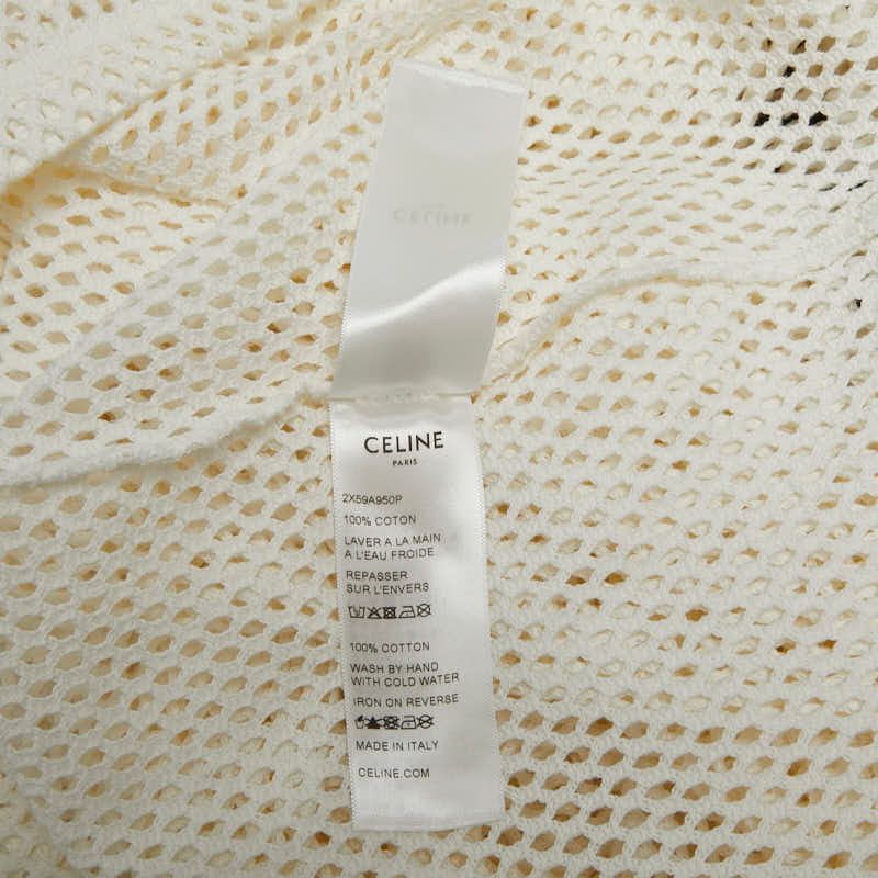 Celine 22SS Logo Mesh T-shirt Oversized Size: L 2x59a950p White Black Cotton