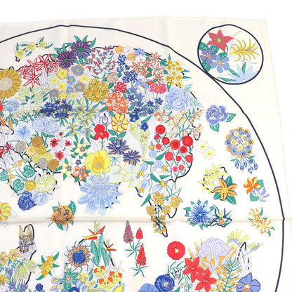 Hermes Carré 90 Planifleur 100% Silk Scarf Multi With Box Made In France Women