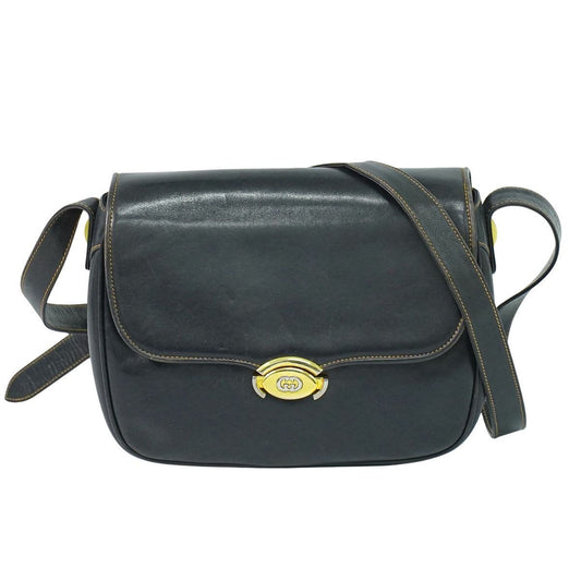 Gucci Interlocking Vintage Shoulder Bag Pochette Leather Navy