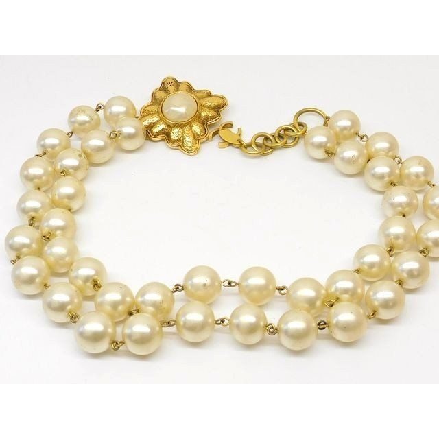 Chanel Vintage Faux Pearl Necklace Choker Antique 7