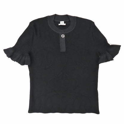 Hermes Short Sleeve Knit Palfrowa Remix Motif H5 H2675 Df0234 Black 38
