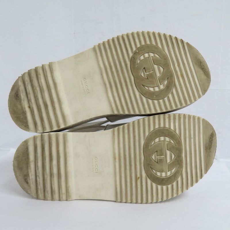 Gucci GG Platform Sandals 701153 Back Strap White Beige 36.5 Thick