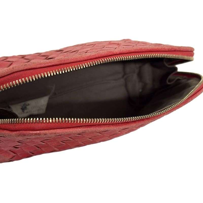 Bottega Veneta Pouch Intrecciato 132534 Red Leather