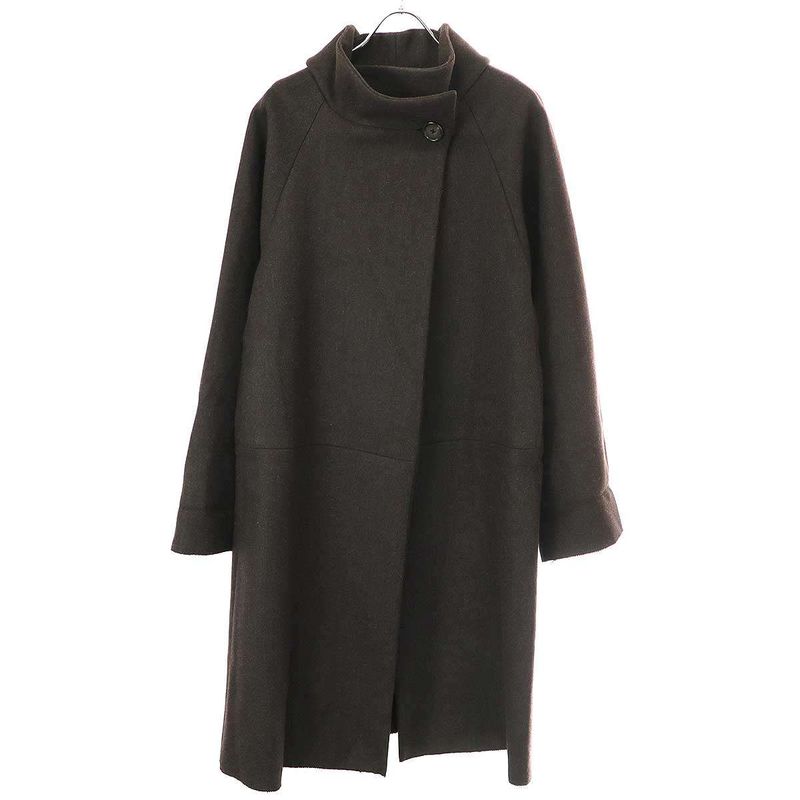 Bottega Veneta Raglan Sleeved Wool Angora Coat Dark Brown 40