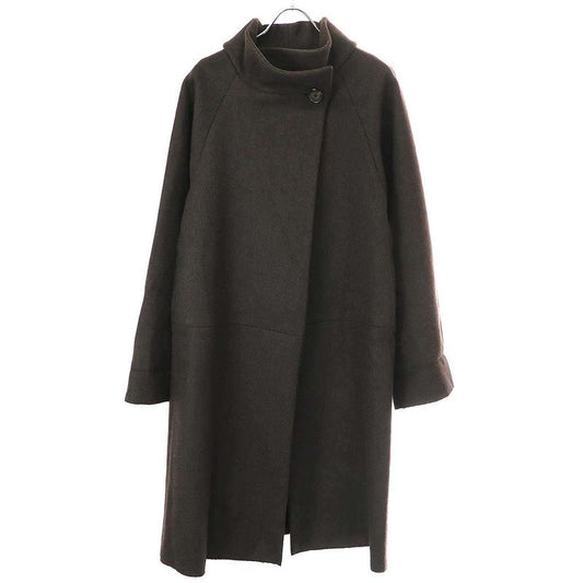 Bottega Veneta Raglan Sleeved Wool Angora Coat Dark Brown 40