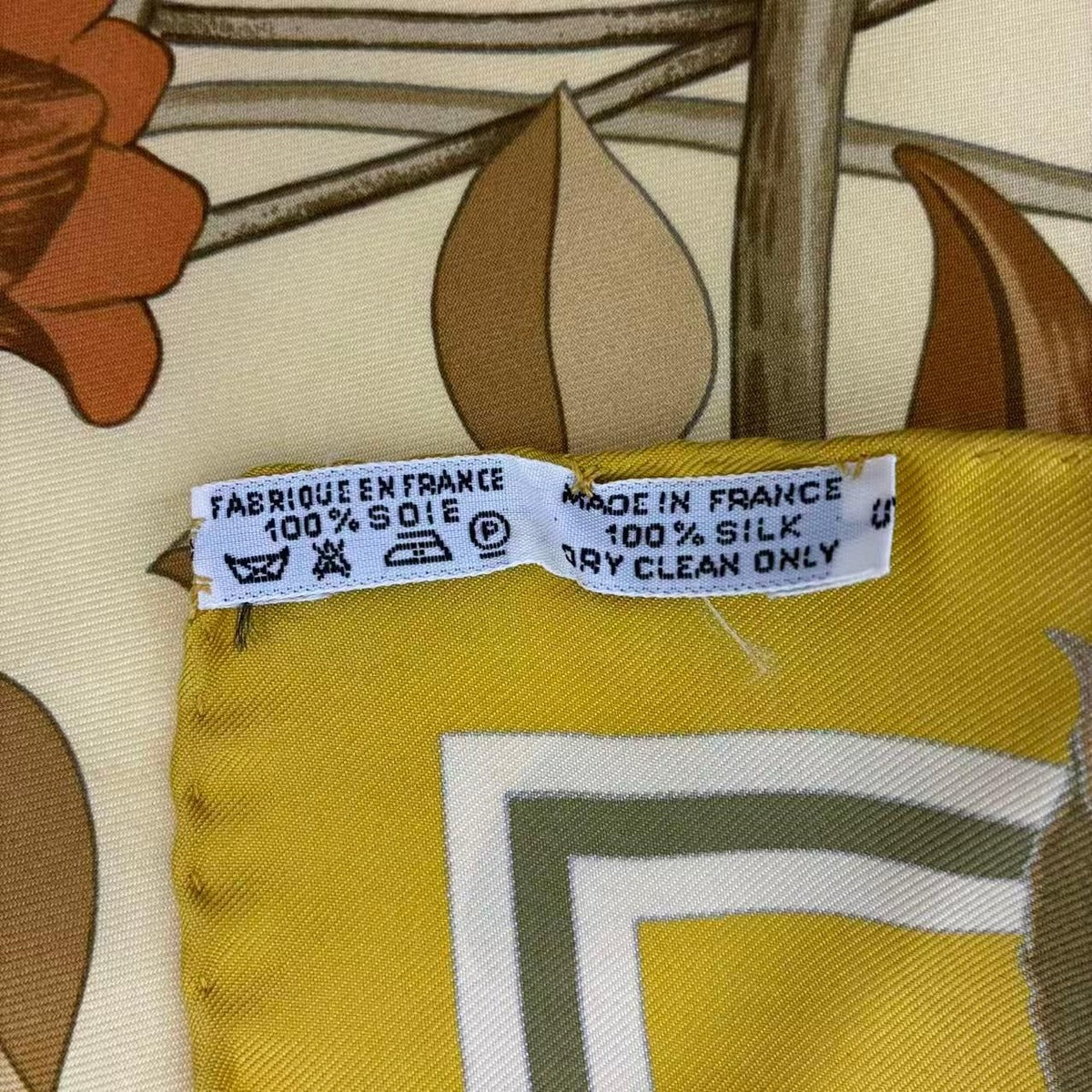 Hermes Scarf Carre 90 Silk Fleurs D'hellade Hellas Flower Yellow — view 7