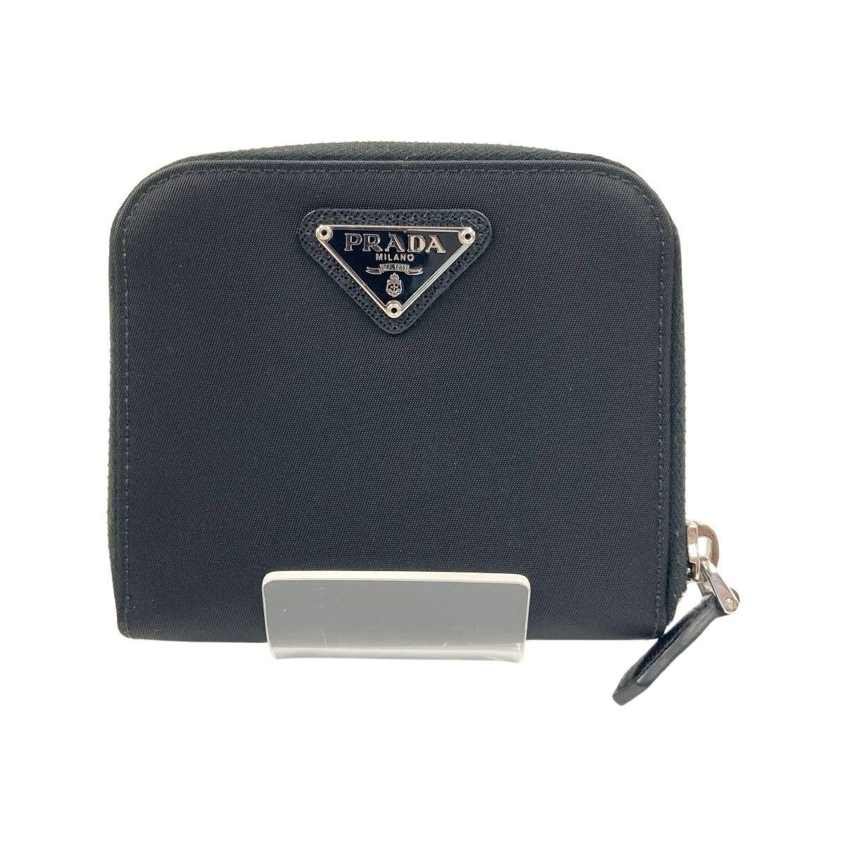Prada Tessuto Nylon Zip Around Compact Wallet Black