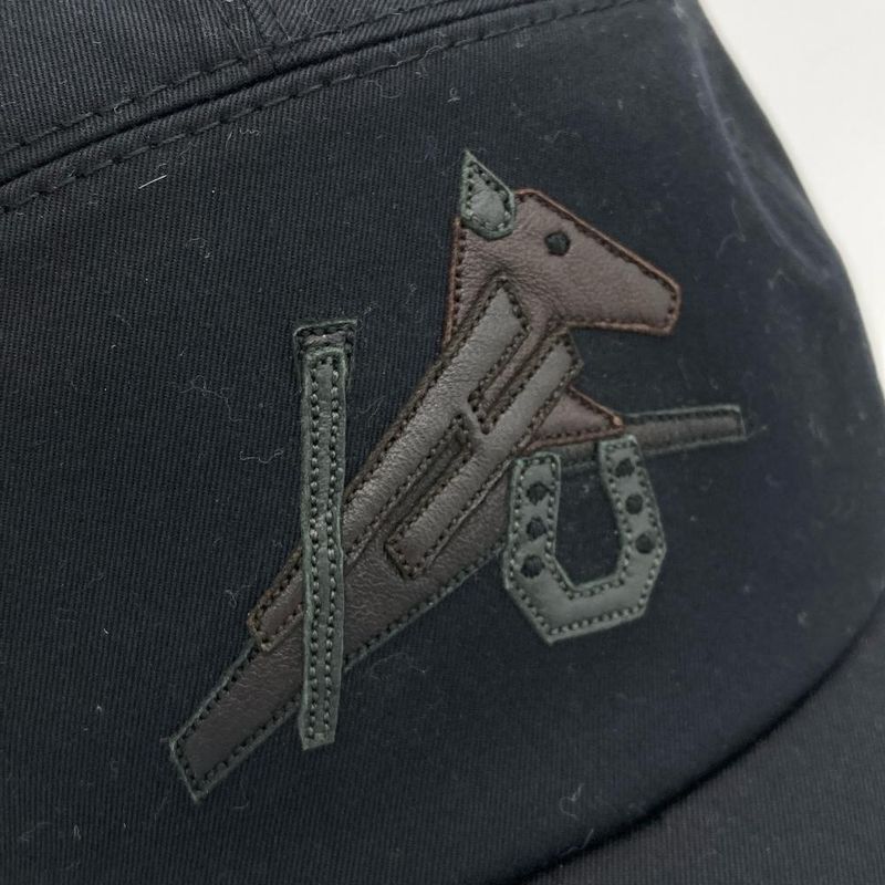 Hermes Horse 60 Cap Cotton Polyurethane Navy Men's