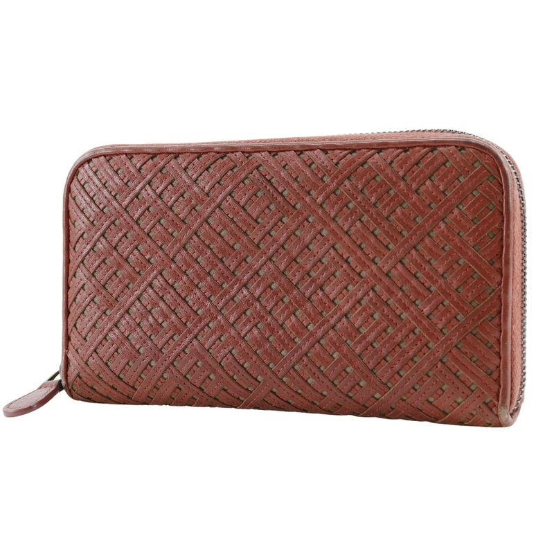 Bottega Veneta Bottega Veneta Round Zipper Intrecciato Lambskin Reddish Brown