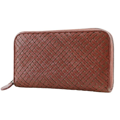 Bottega Veneta Bottega Veneta Round Zipper Intrecciato Lambskin Reddish Brown