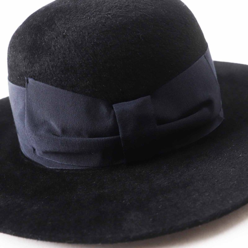 Gucci Rabbit Felt Wide Brim Hat Black Dark Navy XL 60 Genuine