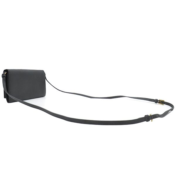 Prada Chain Wallet Saffiano Metal Shoulder Wallet Leather Nero Gold Hardware