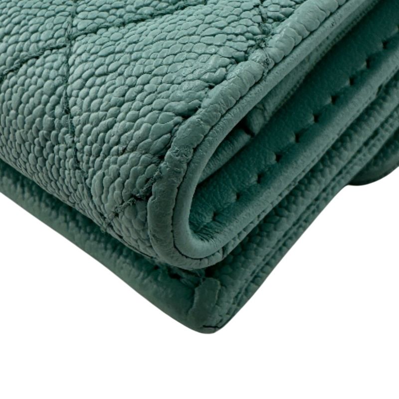 Chanel Boy Chanel Mint Trifold Wallet Branded Coin Purse Bill Blue Ladies