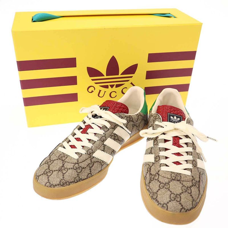 Gucci×adidas Gazelle Beige Tone Core White Ggmonogram Gazelle Sneakers Ie2262
