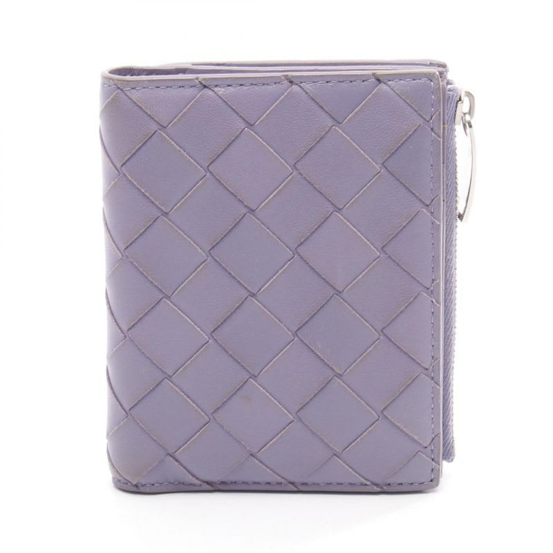 Bottega Veneta Bifold Wallet Intrecciato Purple Leather