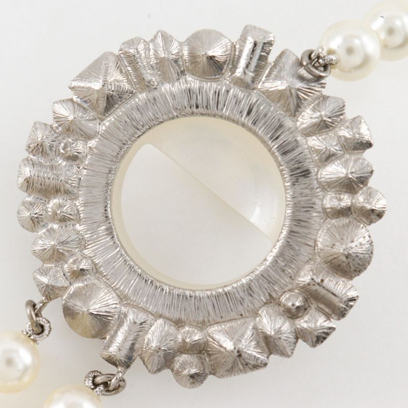 Chanel Smile Coco Mark B16 Faux Pearl And Rhinestone Black Unisex 167g Necklace