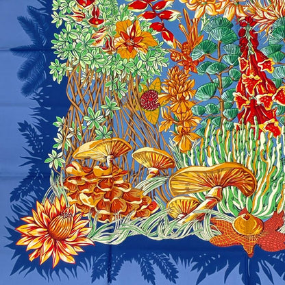 Hermes Scarf Silk L'ile Deserte None Man Island Carre 90 Navy