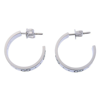 Gucci Icon GG Logo Hoop Earrings 18K White Gold 750 White Gold Earring Accessori