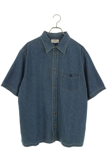 Celine 25AW Rc07k208i Cotton Denim Short Sleeve Shirt Men's L