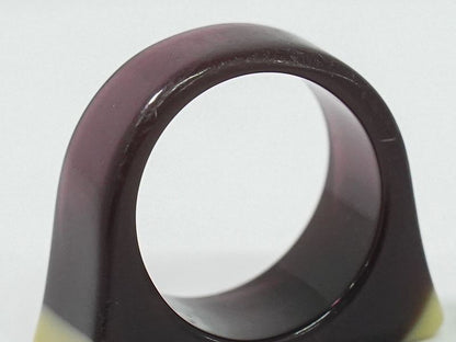 Authentic Chanel Logo Ring No.13.5 Plastic Purple Beige Accessories Jewelry