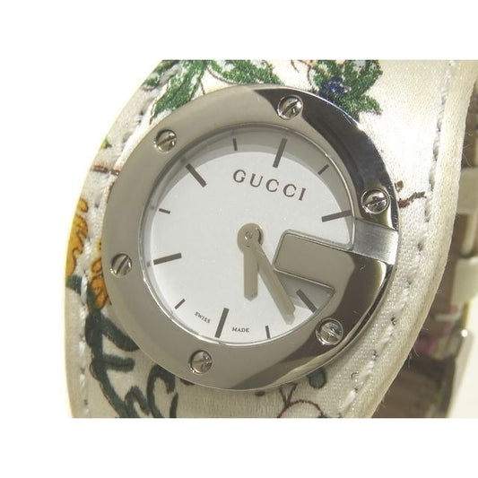 Gucci 104 Quartz Watch Limited Flora Satin Flower Silver SS