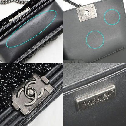 Chanel Beautiful Chanel Chain Shoulder Bag Orirag Rabbit Fur Lamb Black