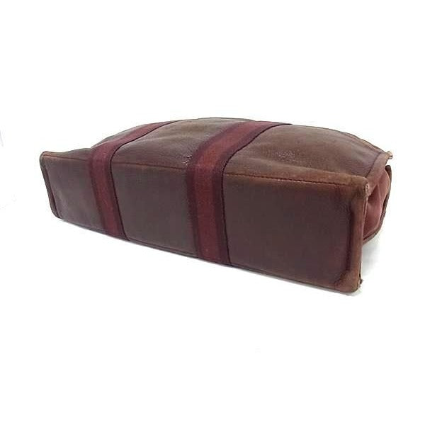 Hermes Fourre Tout MM Bordeaux Brown Cotton Leather Half — view 3