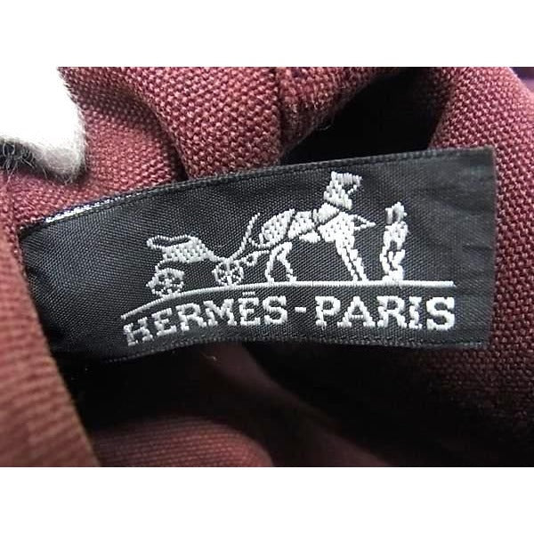 Hermes Fourre Tout MM Bordeaux Brown Cotton Leather Half — view 6