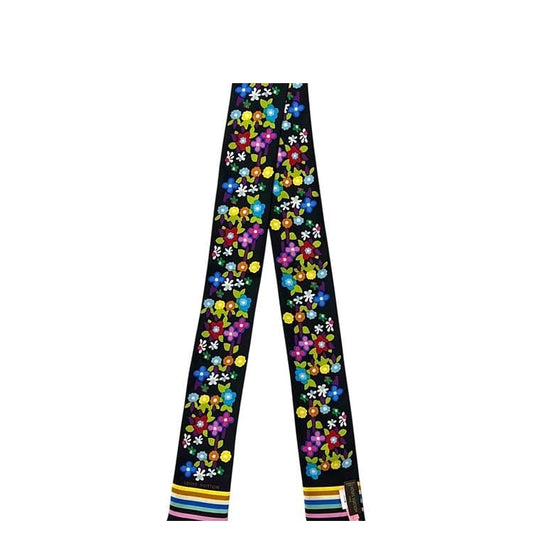 Louis Vuitton Ribbon Scarf Bandeau Multi Flower Silk Noir Black