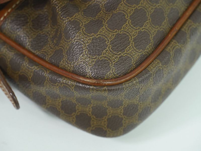 Authentic Celine Macadam Shoulder Bag Pochette PVC Brown Macadam Bag Pre-owned