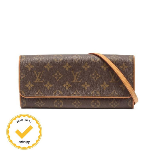 Louis Vuitton 2-Way Clutch Shoulder Bag Crossbody Pochette Twin GM Monogram
