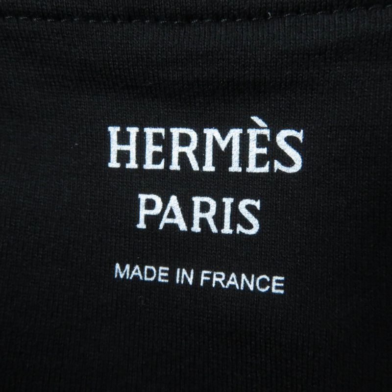 Hermes 2021ss 100% Cotton Front Silk Design Short Sleeve Dress Black 34 Made In