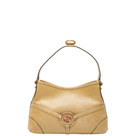 Gucci Interlocking G One Shoulder Bag Beige Leather