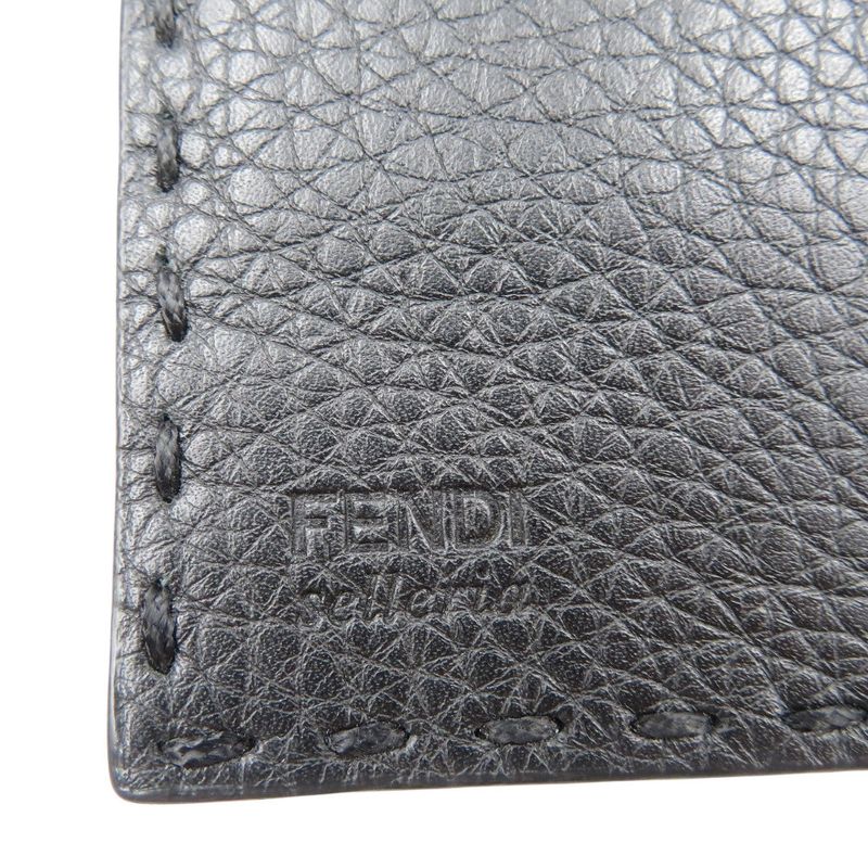Fendi Selleria 7m0186 Calf Silver Hardware Black Bifold Long Wallet 1380 Fendi
