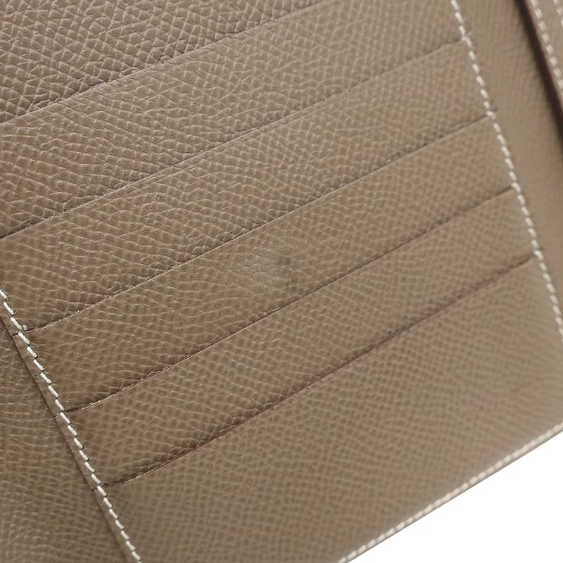 Hermes Trifold Wallet Click 12 Vaux Epson Etoupe Silver Hardware Grained C