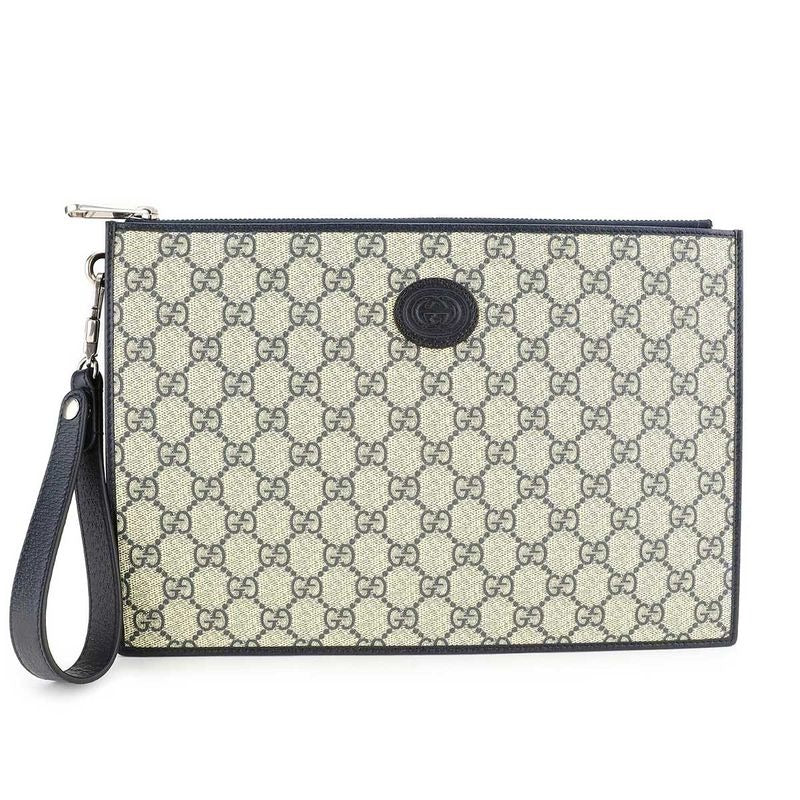 Gucci Clutch Bag Interlocking G Beige Ebony