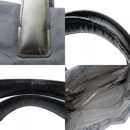 Chanel Tote Bag New Travel Line Coco Mark Jacquard Nylon Leather Black Gold