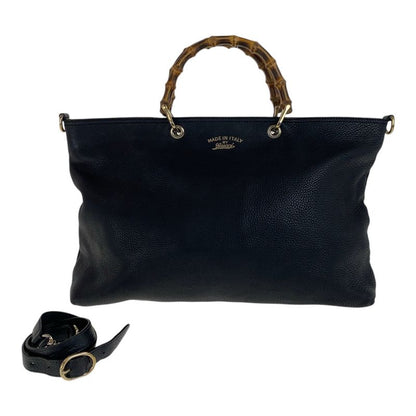 Gucci Bamboo Black Gold Hardware Leather 323664 Tote Bag Shoulder Bag 2WAY