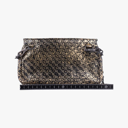 Bottega Veneta Intrecciomirage Butterfly Charm Black And Gold Leather B00957186b