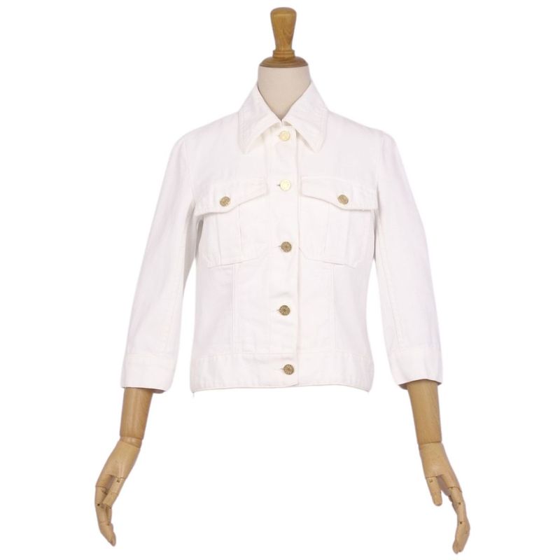 Celine Jacket Denim Jacket Seventh Sleeve White Deni