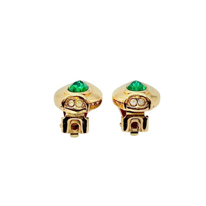Christian DIOR Earring Vintage Rhinestone Green