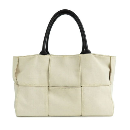 Bottega Veneta Arco Medium Tote Bag Intrecciato Beige White Canvas