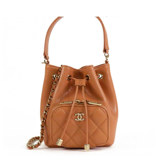 Chanel Chain Clutch Pink Beige Shiny Calfskin 2-Way