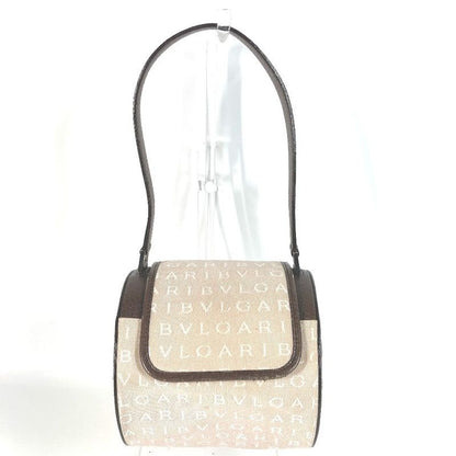 Bvlgari Handbag B.zero1 Drum Leather Canvas Beige